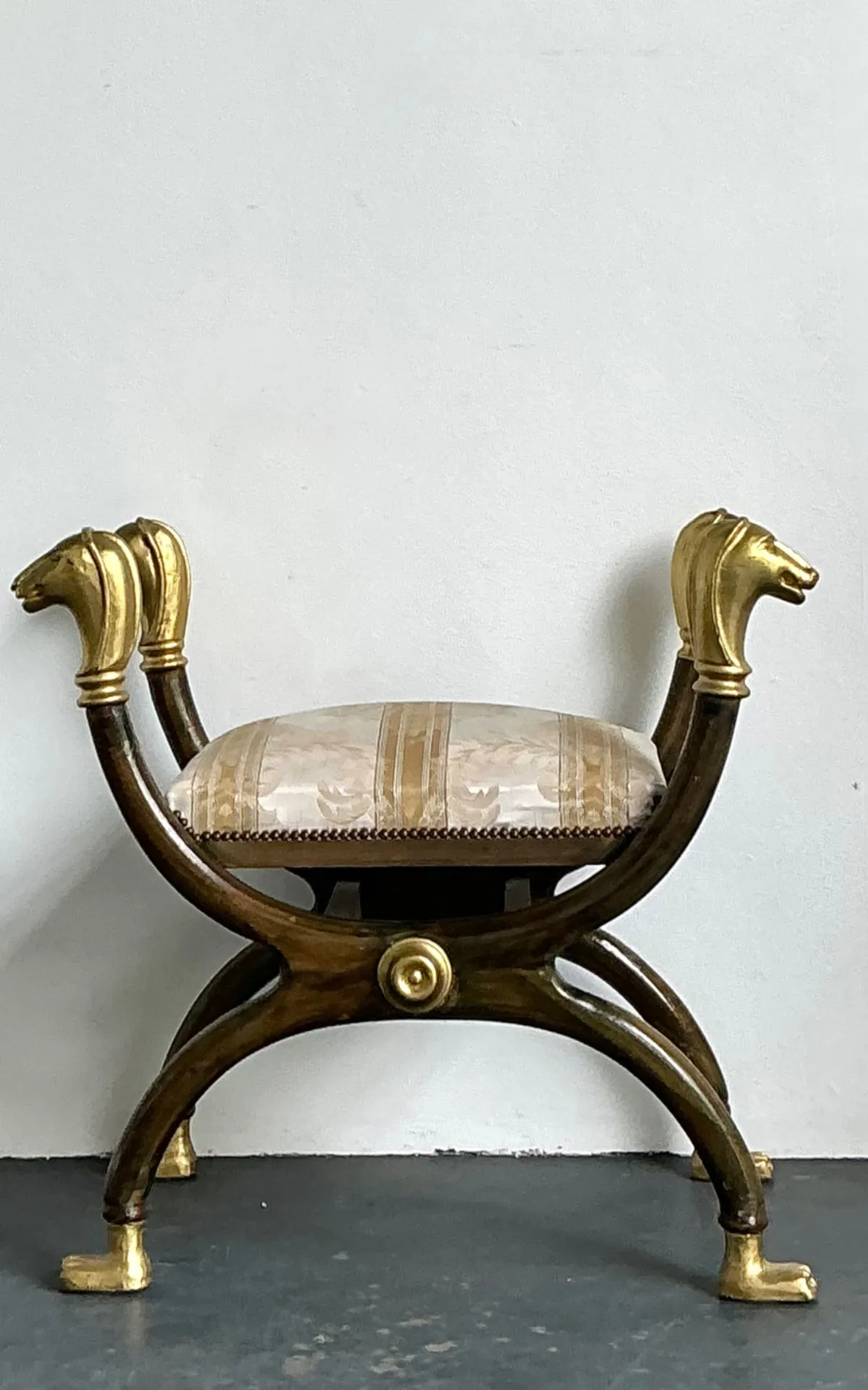 Vintage Egyptian Revival Gilt Ram’s Head Curule Seat — additional photo 8