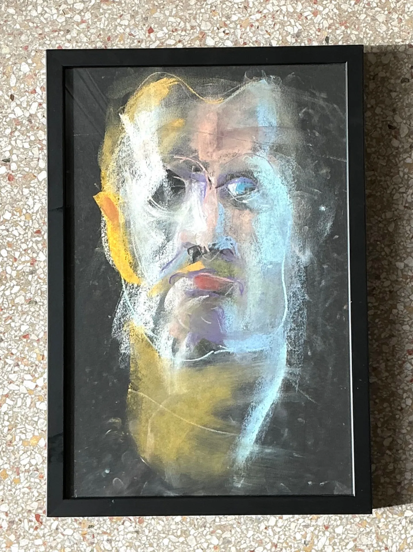 Vintage Abstract Portrait Oil Pastel Painting — additional photo 2