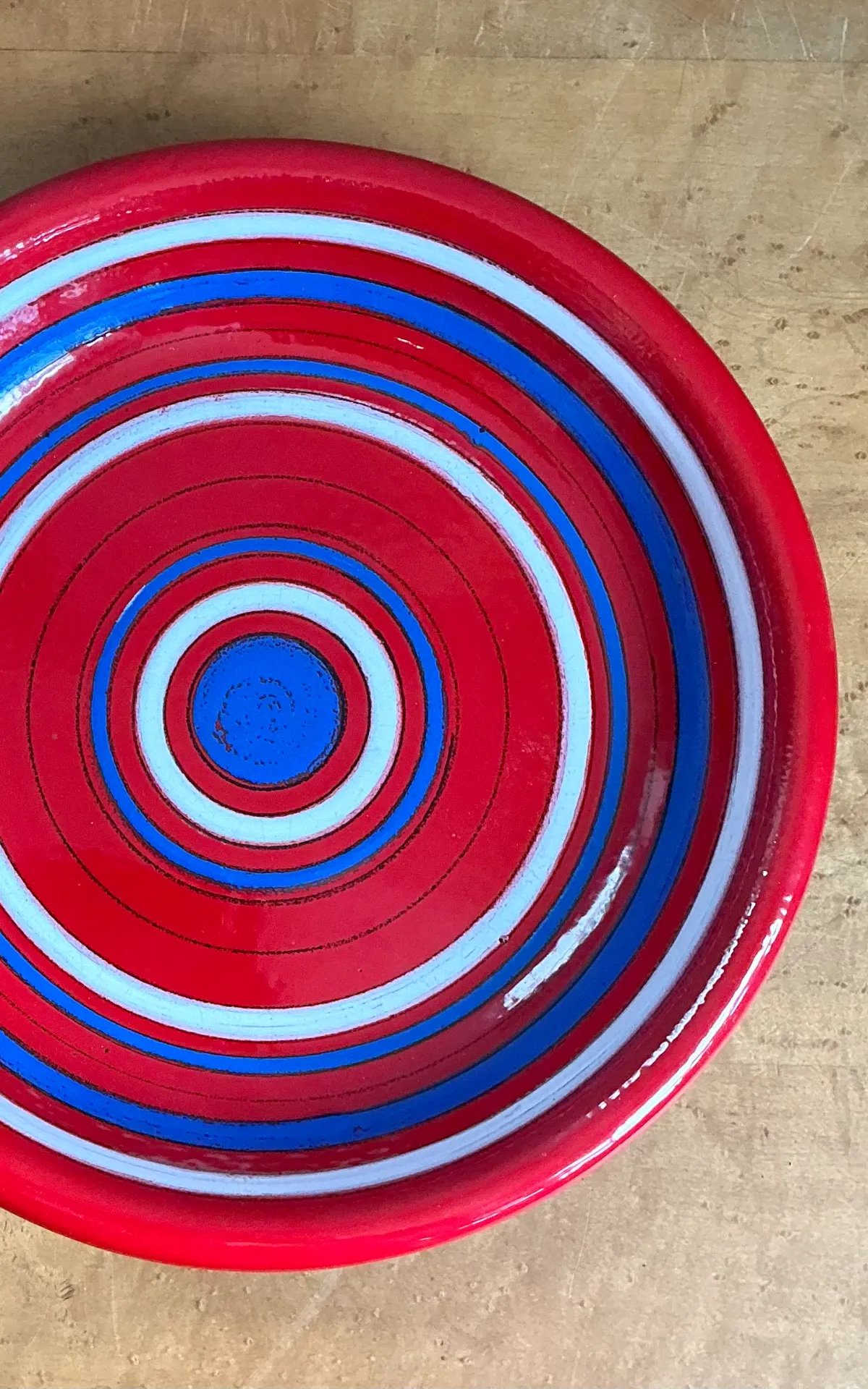 Vintage Raymor Red and Blue Striped Ceramic Plate — additional photo 6