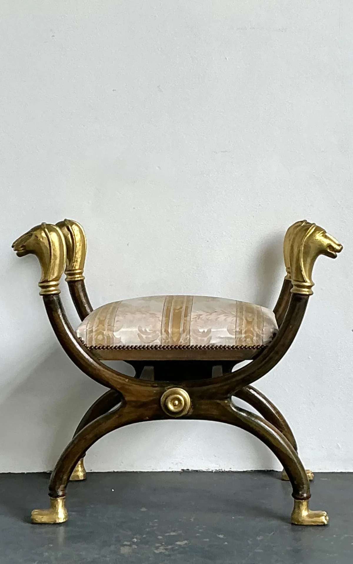 Vintage Egyptian Revival Gilt Ram’s Head Curule Seat — additional photo 5