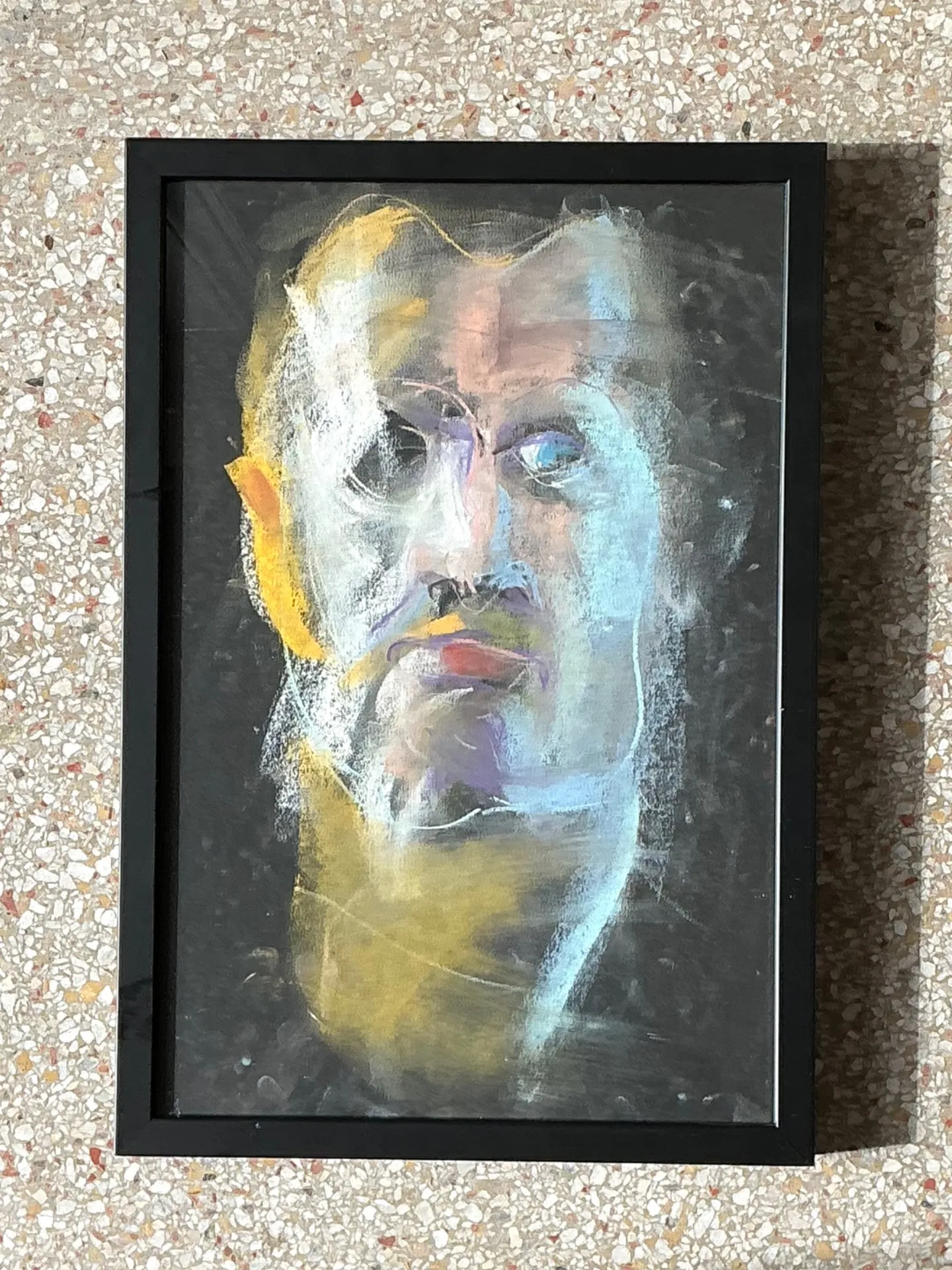 Vintage Abstract Portrait Oil Pastel Painting — additional photo 1