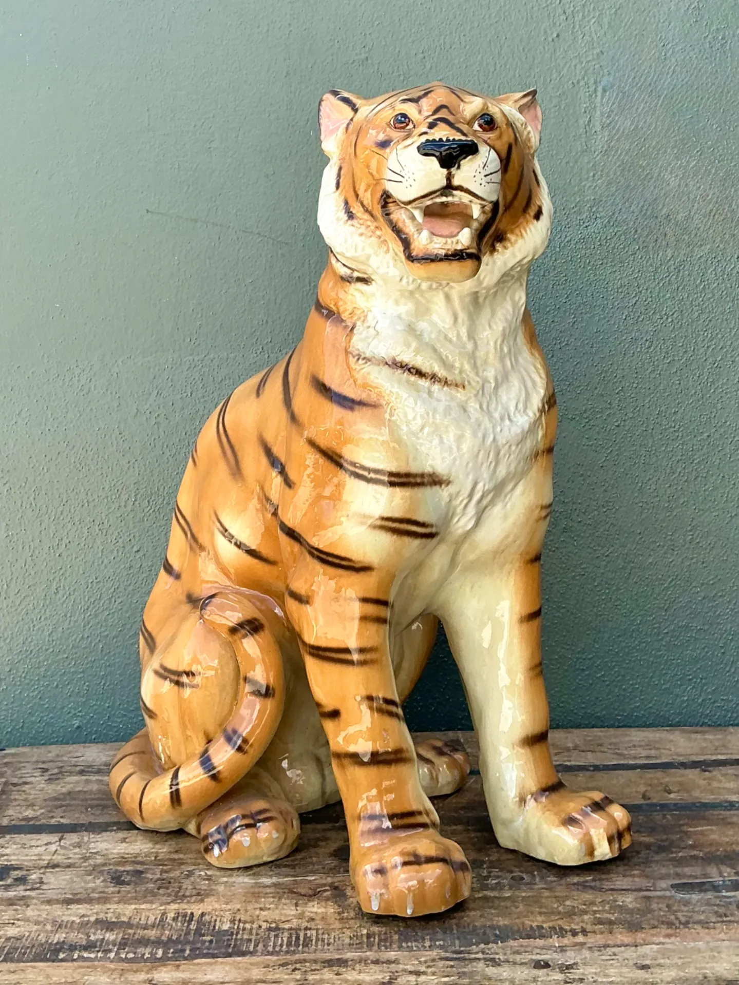 Vintage Italian Ceramic Tiger Statue — additional photo 7