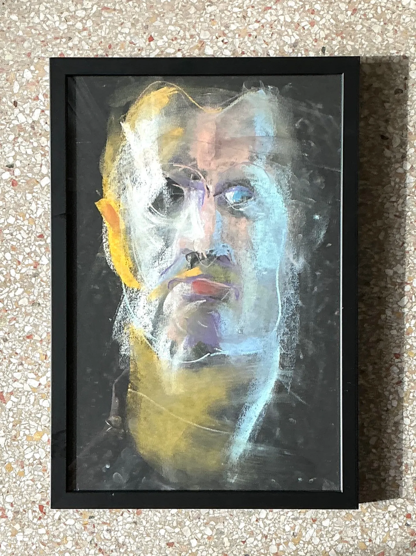 Vintage Abstract Portrait Oil Pastel Painting — additional photo 4