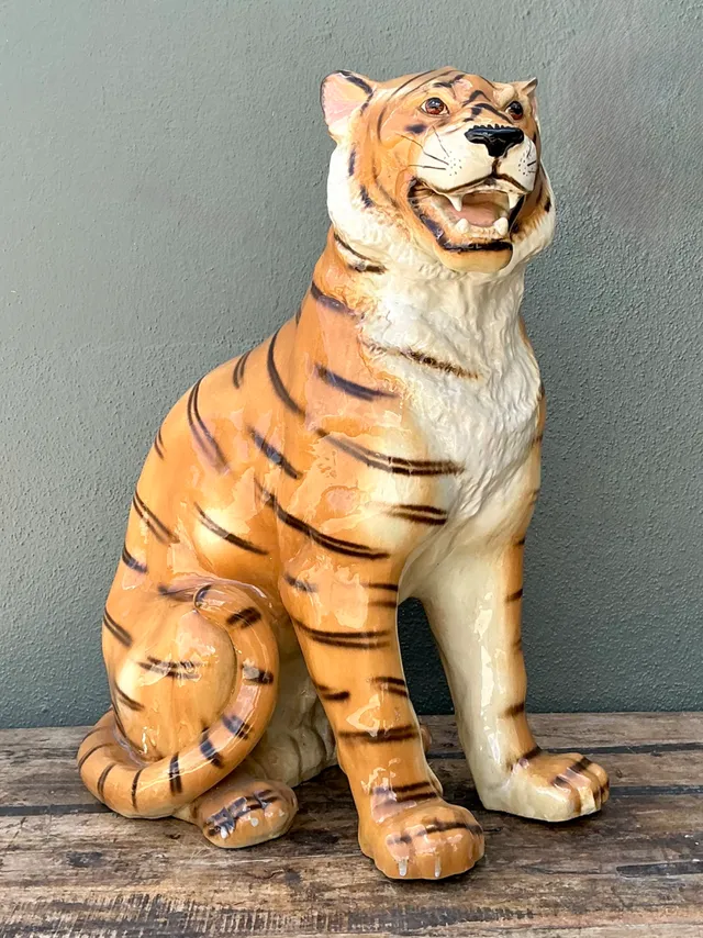 Vintage Italian Ceramic Tiger Statue — additional photo 6