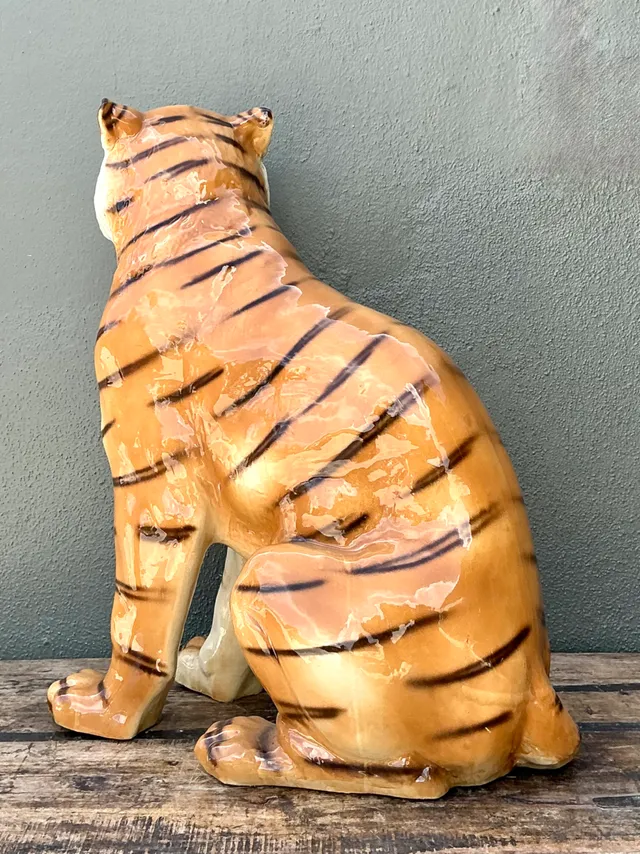 Vintage Italian Ceramic Tiger Statue — additional photo 3