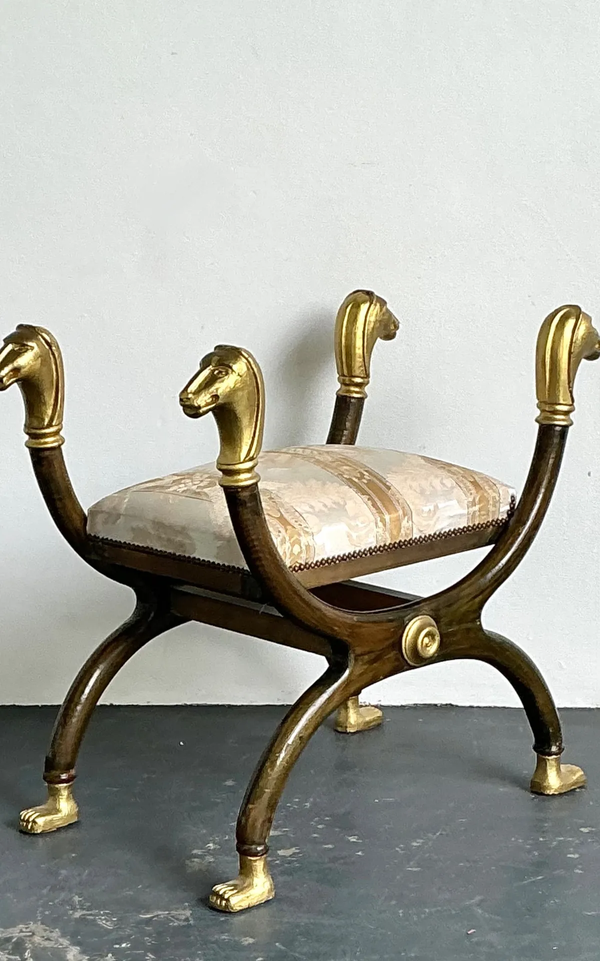 Vintage Egyptian Revival Gilt Ram’s Head Curule Seat — additional photo 7