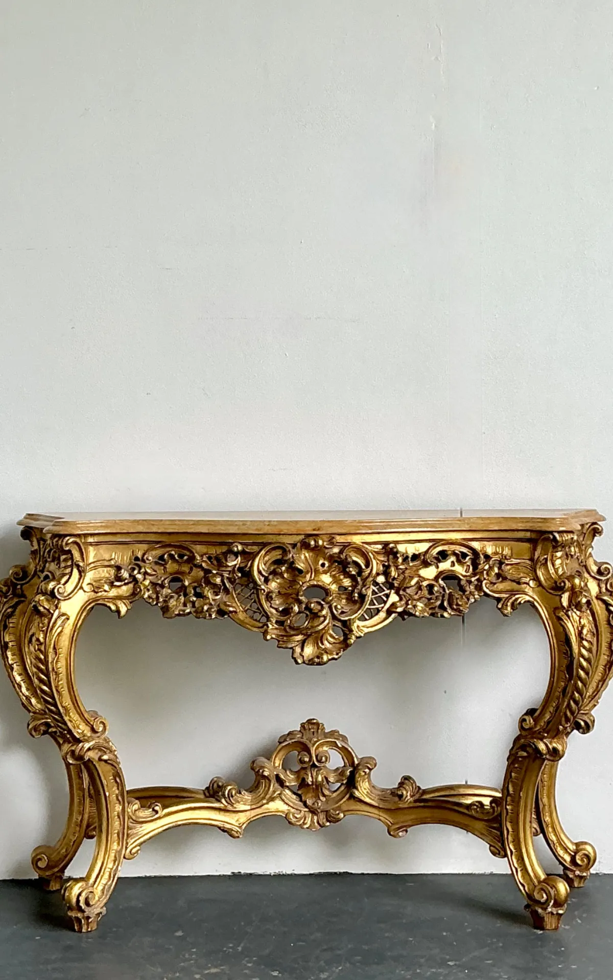 Antique Giltwood Rococo Style Console Marble Top Table — additional photo 3