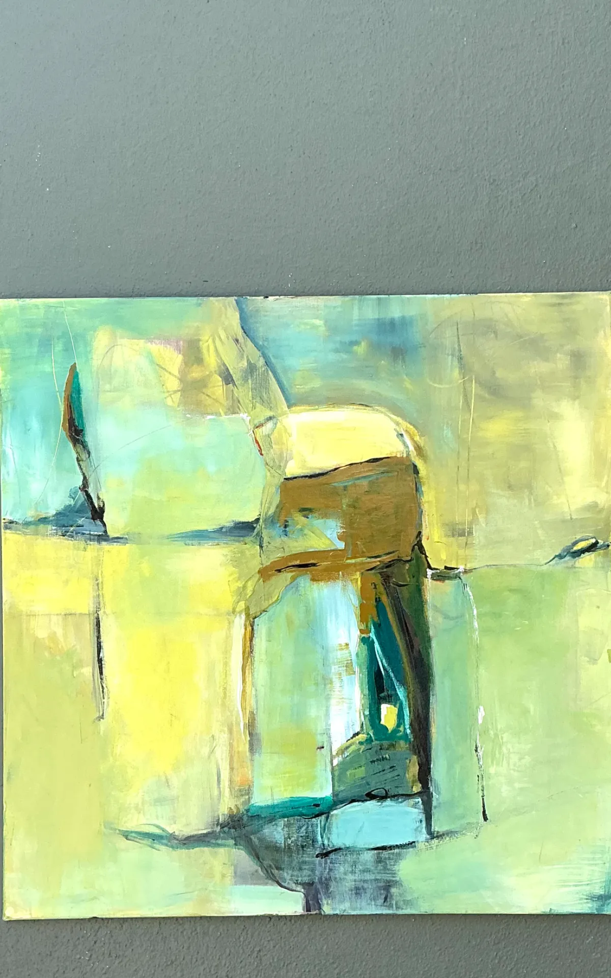 Vintage Abstract Expressionist Oil Painting on Canvas