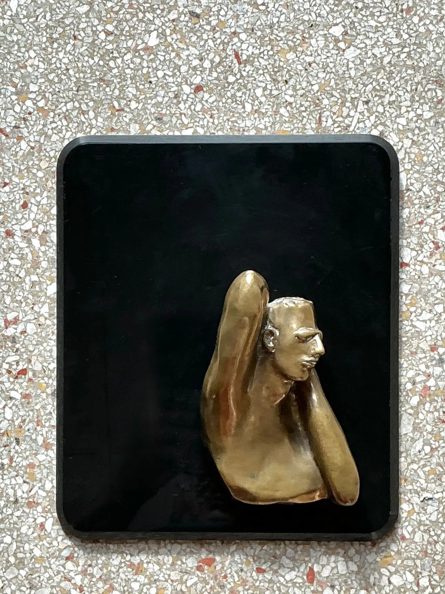 Vintage Bronze Male Bust Wall Sculpture — additional photo 1