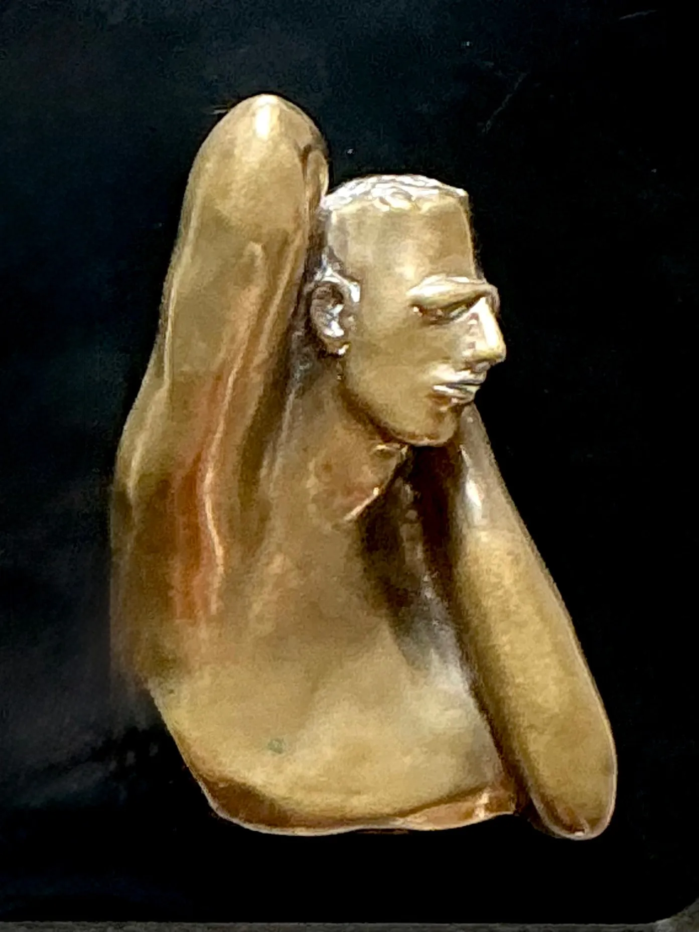 Vintage Bronze Male Bust Wall Sculpture — additional photo 4