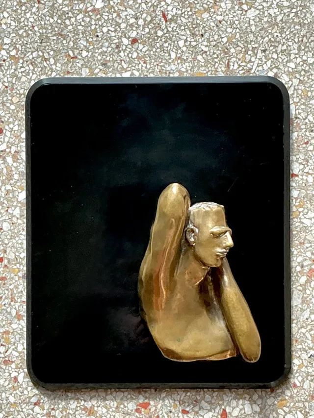 Vintage Bronze Male Bust Wall Sculpture — additional photo 3