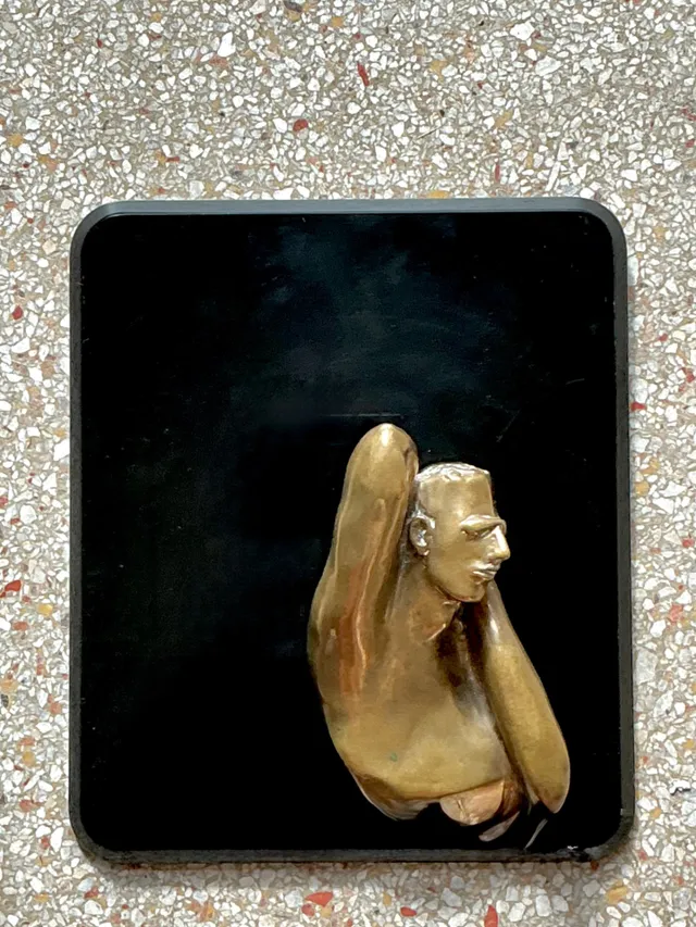 Vintage Bronze Male Bust Wall Sculpture — additional photo 2