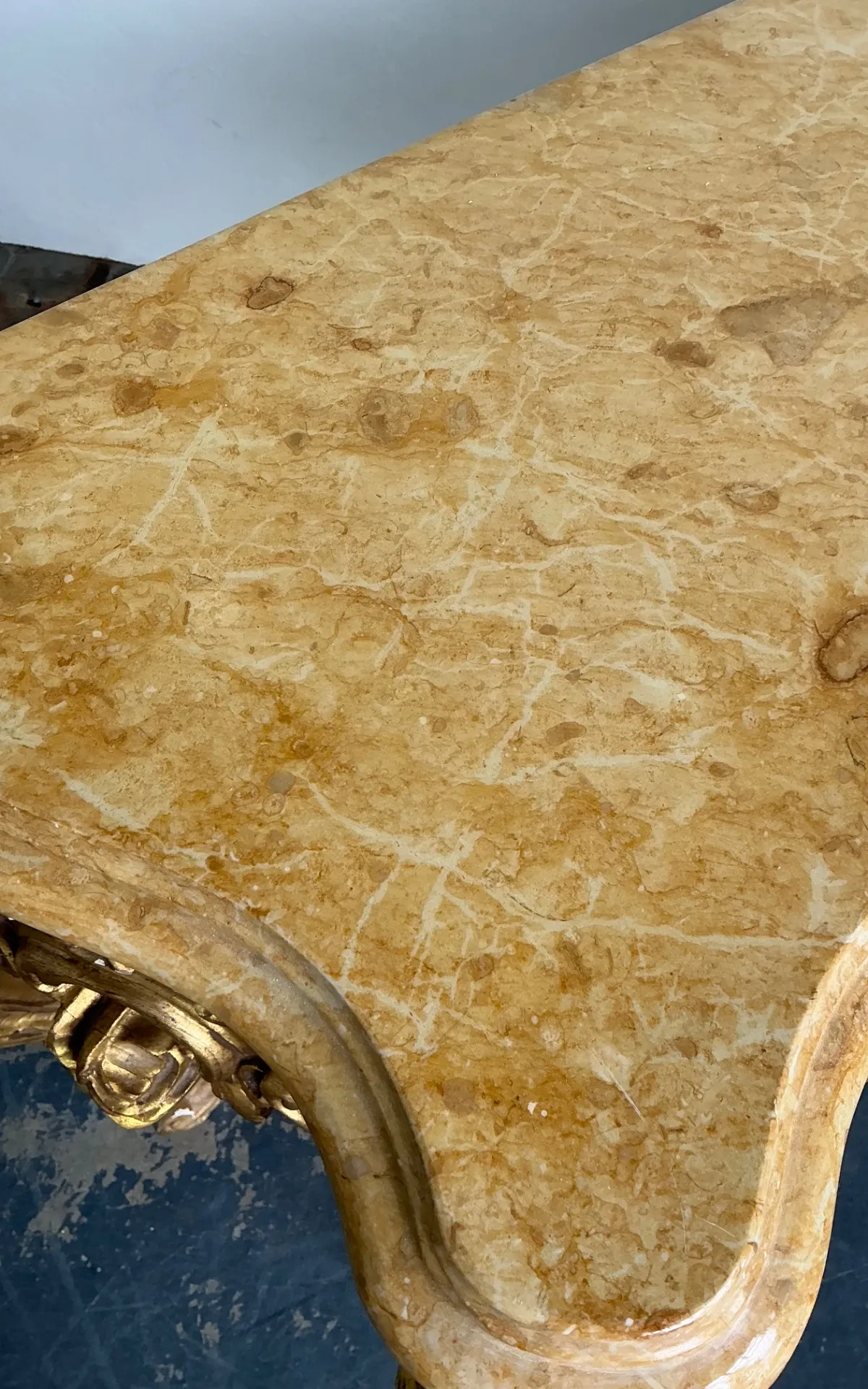 Antique Giltwood Rococo Style Console Marble Top Table — additional photo 7