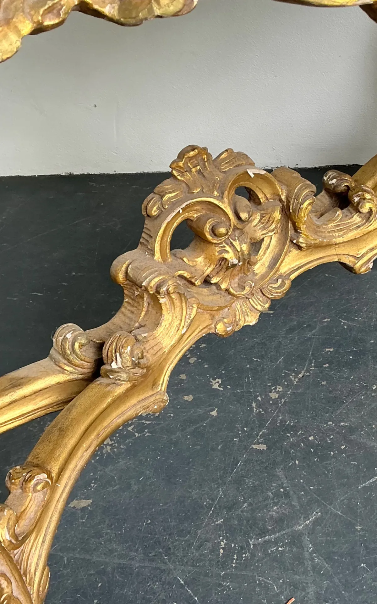 Antique Giltwood Rococo Style Console Marble Top Table — additional photo 4