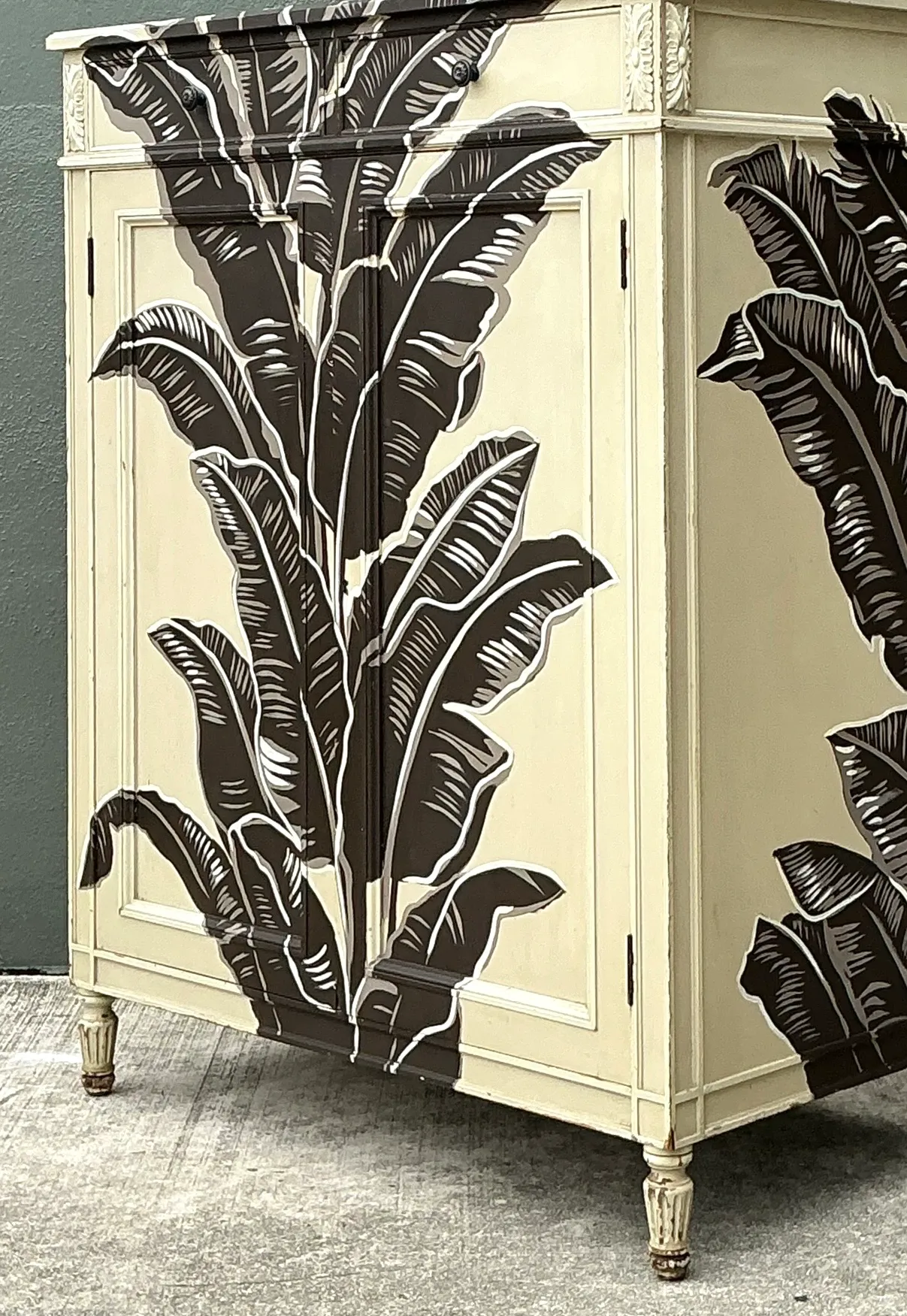 Vintage Banana Leaf Hand Painted Cabinet — additional photo 1
