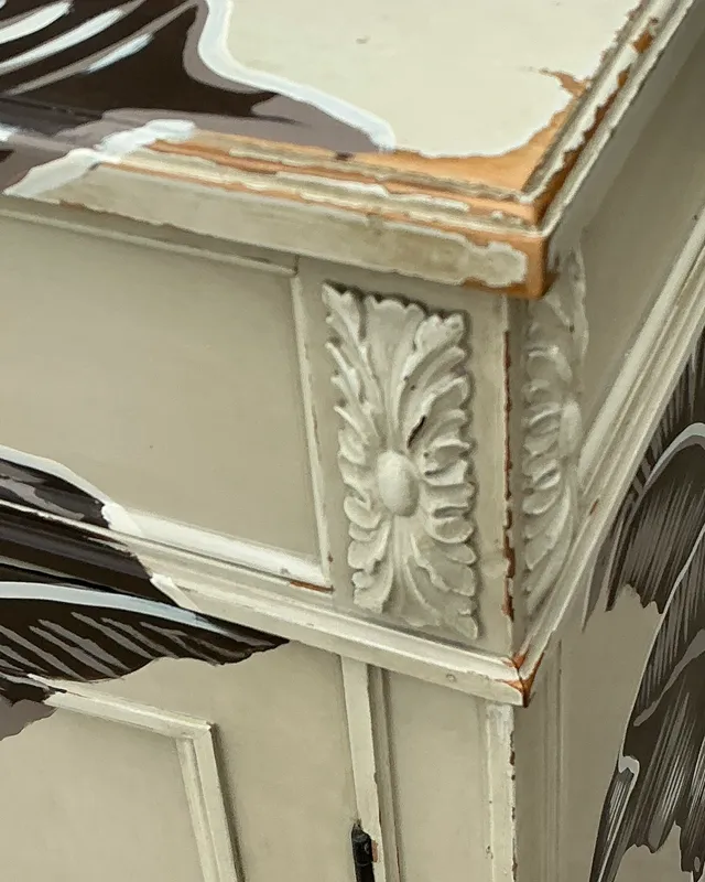 Vintage Banana Leaf Hand Painted Cabinet — additional photo 8