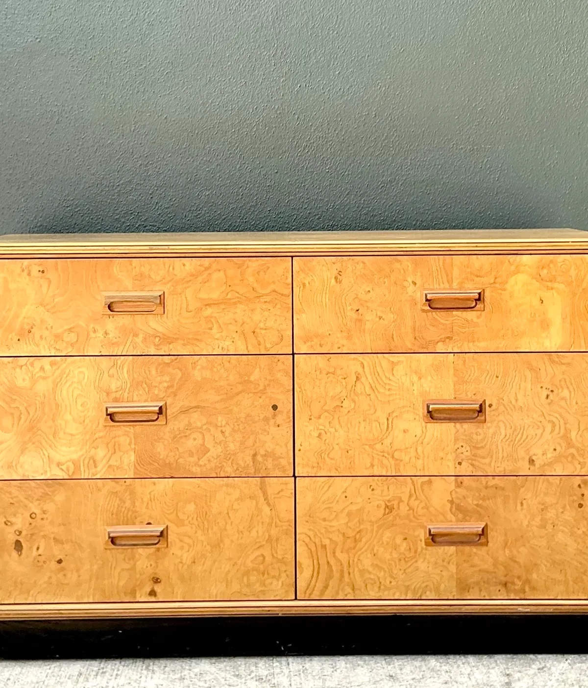 Vintage Henredon “Scene Two” Burl Wood Six-Drawer Dresser