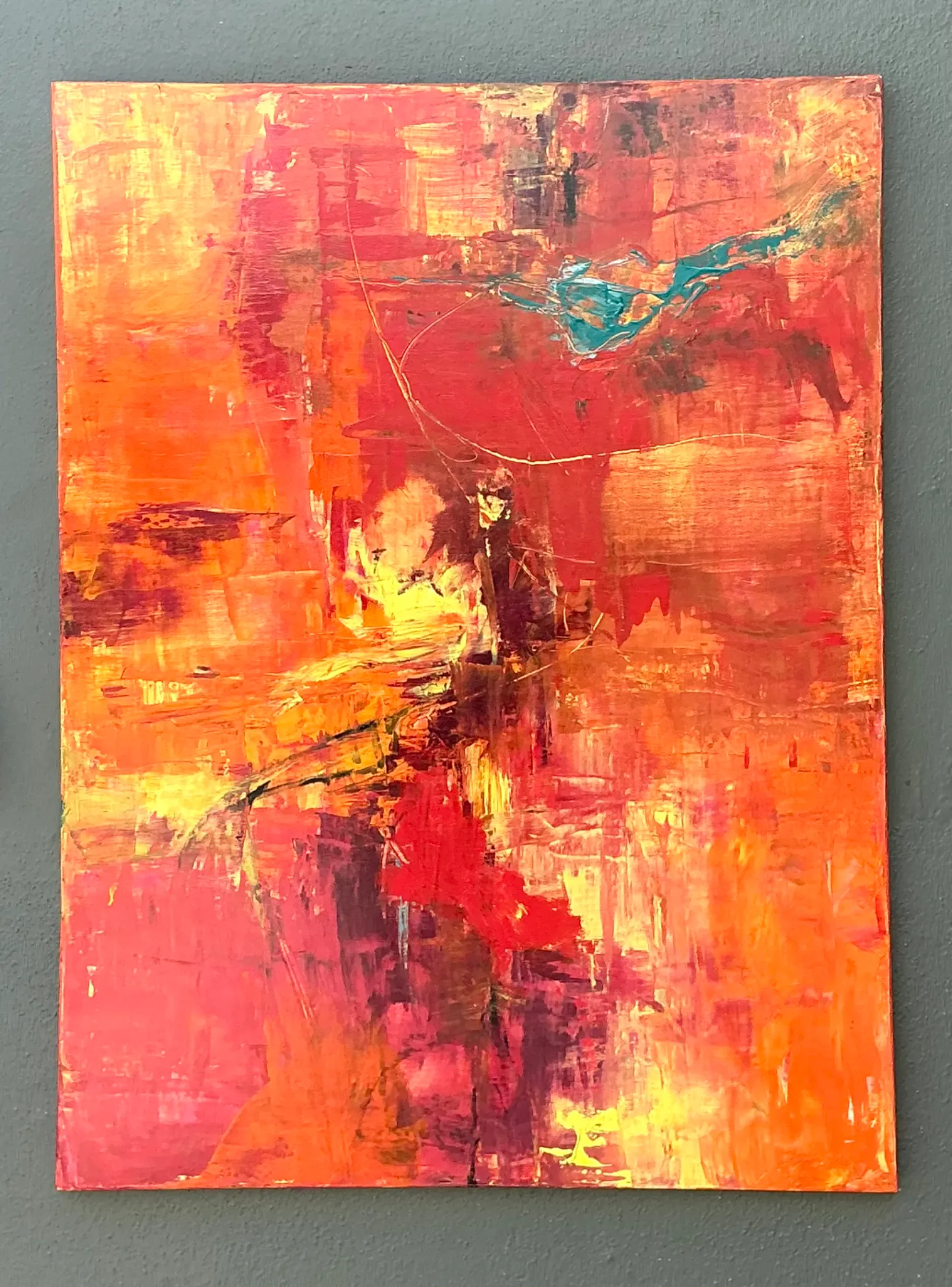 Vintage Abstract Expressionist Oil Painting on Canvas — additional photo 1