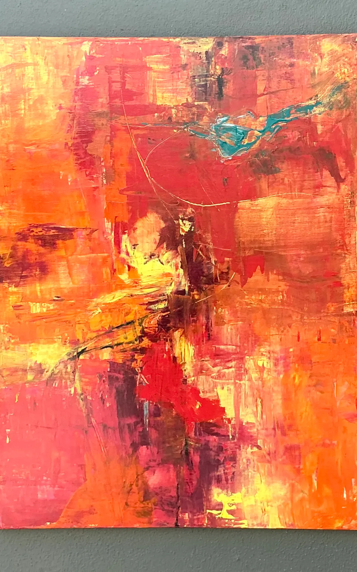 Vintage Abstract Expressionist Oil Painting on Canvas