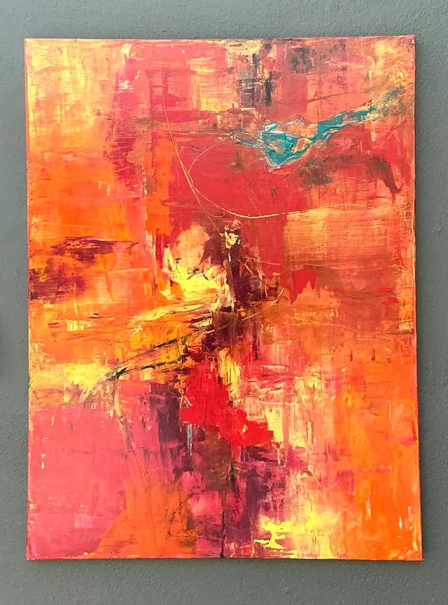 Vintage Abstract Expressionist Oil Painting on Canvas — additional photo 1