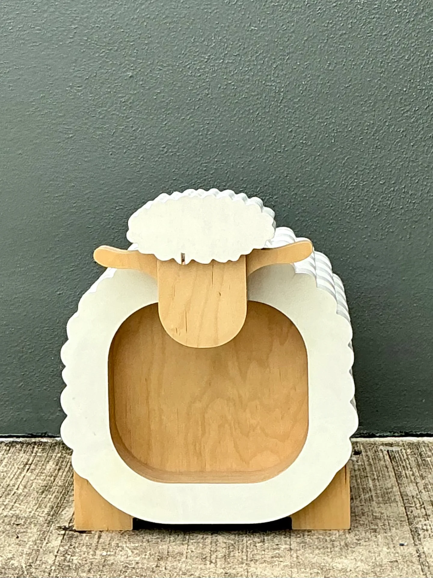 Vintage Sculptural Wood Sheep Low Stool — additional photo 1