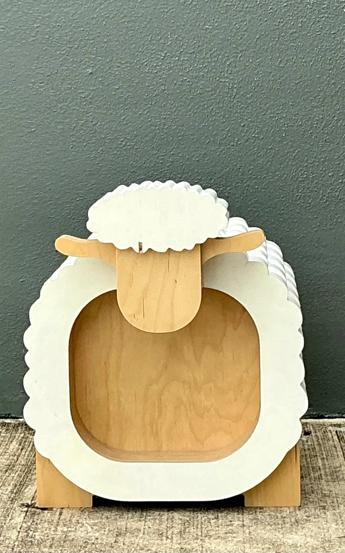 Vintage Sculptural Wood Sheep Low Stool — additional photo 1