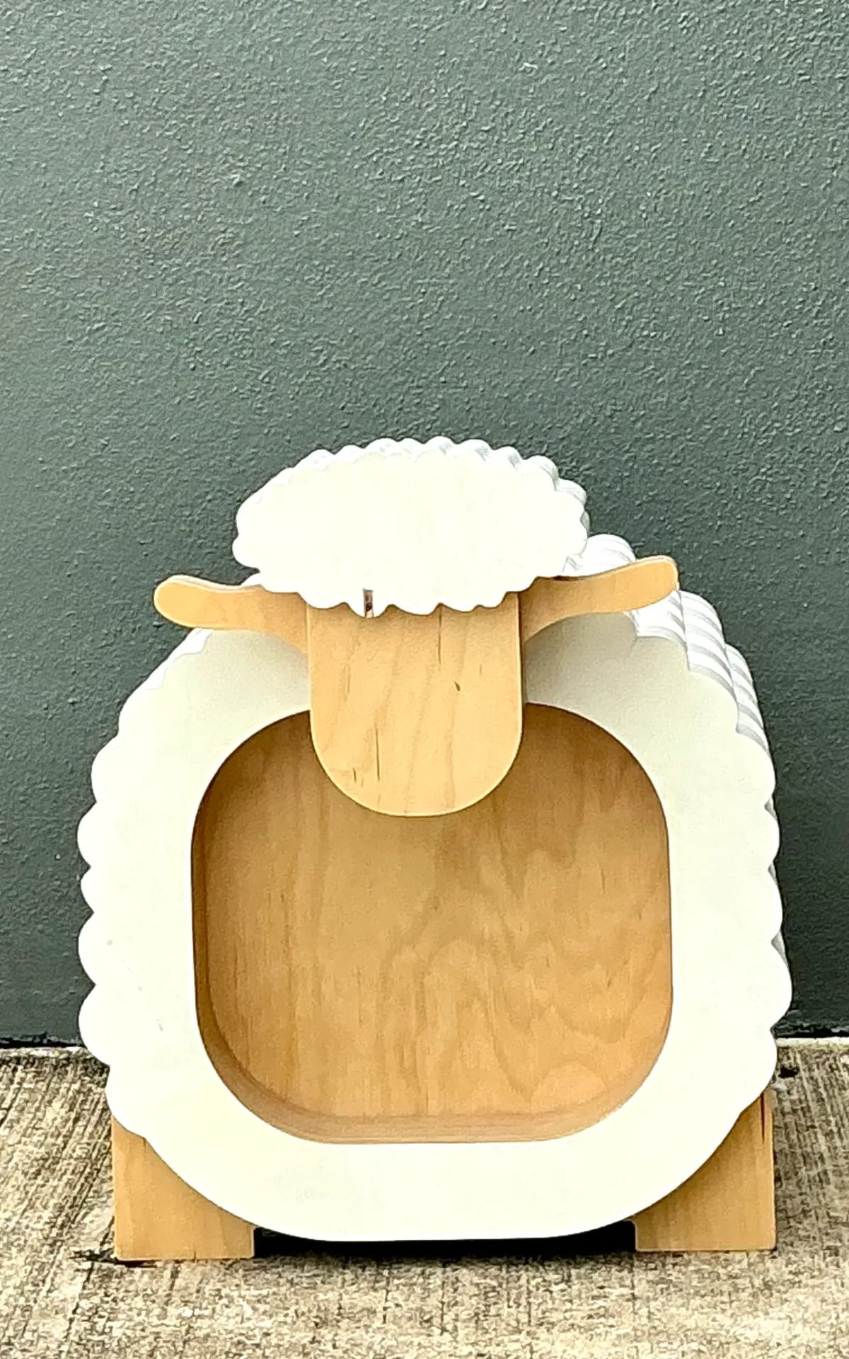 Vintage Sculptural Wood Sheep Low Stool — additional photo 3