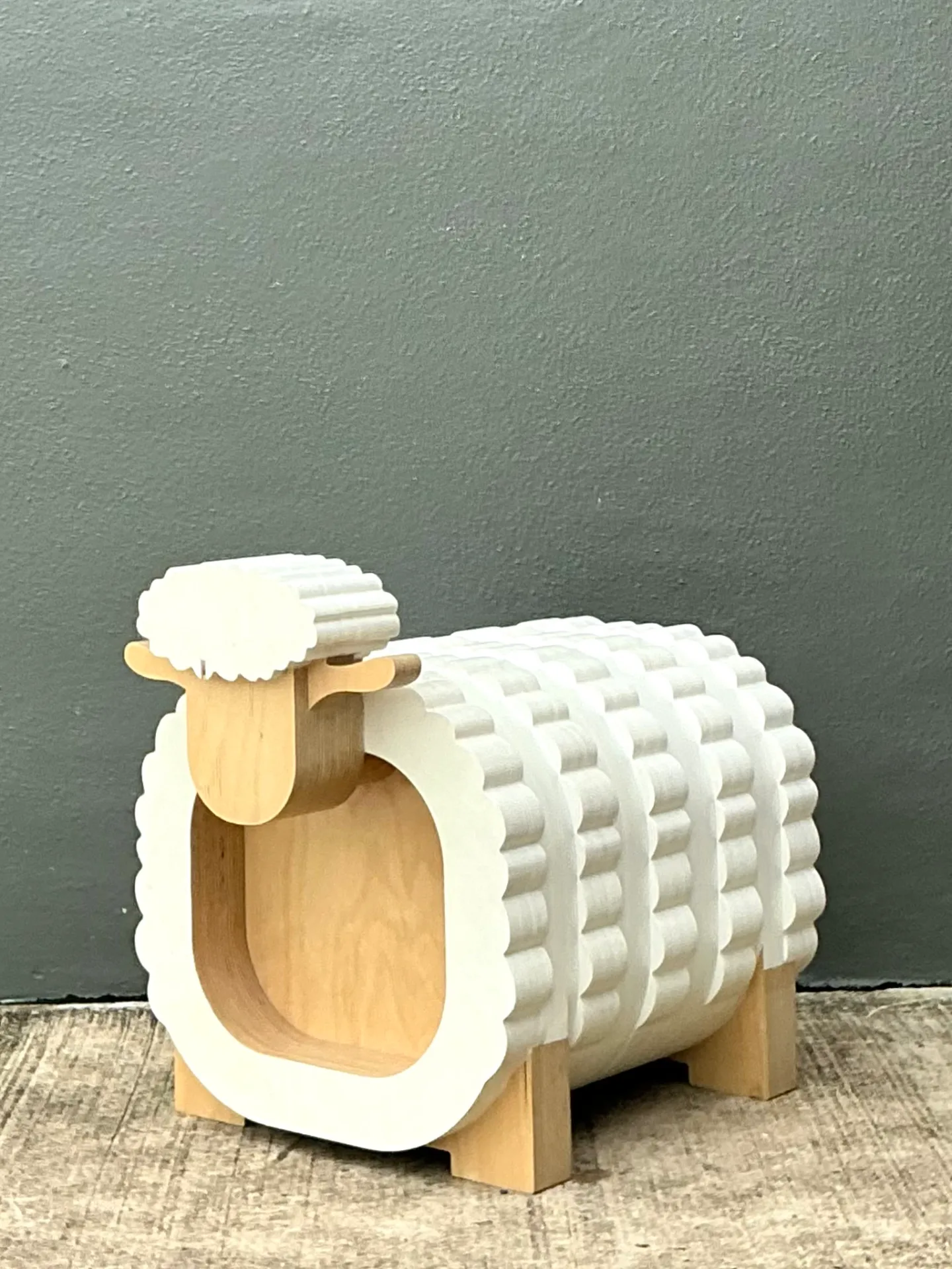 Vintage Sculptural Wood Sheep Low Stool — additional photo 5