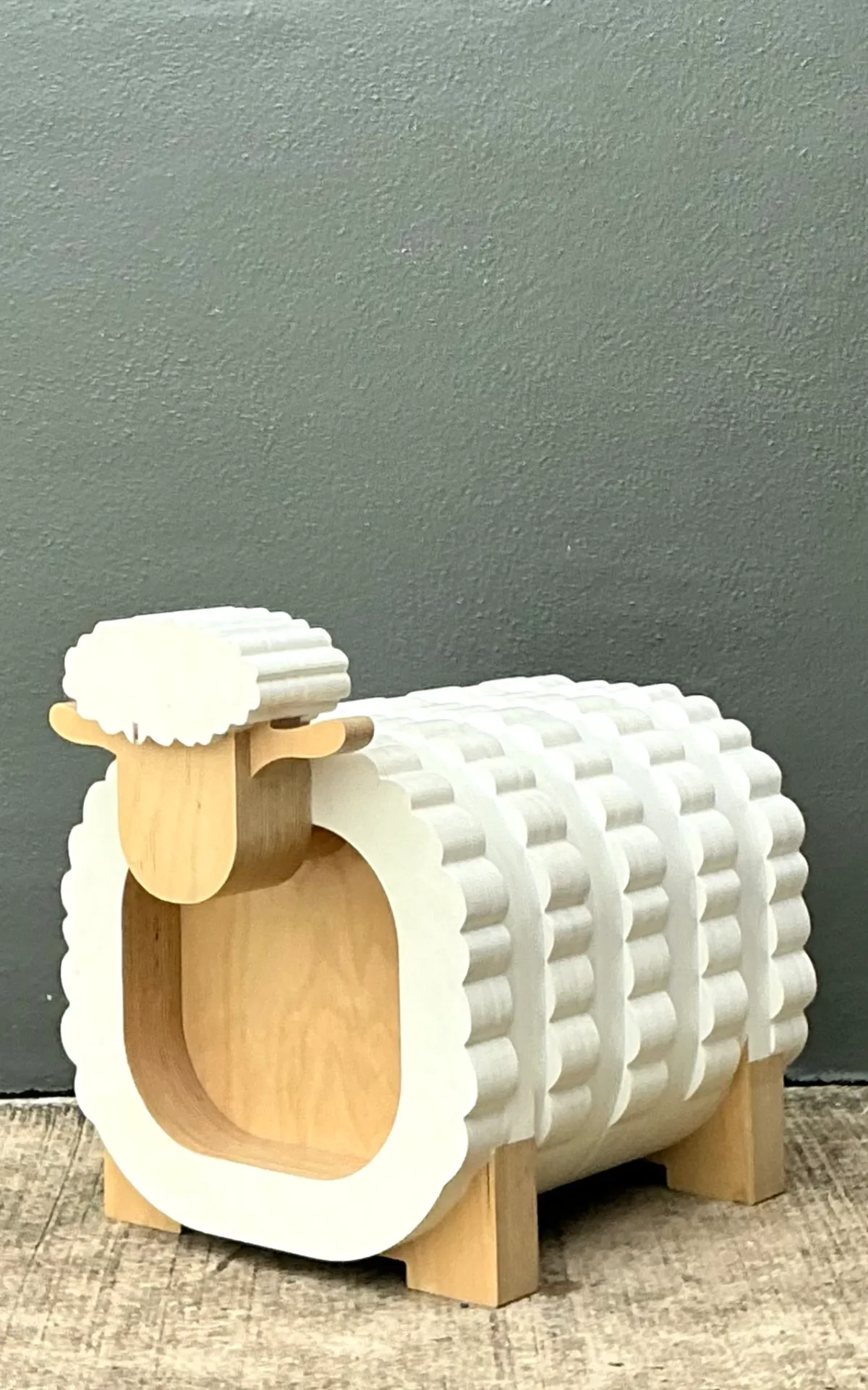 Vintage Sculptural Wood Sheep Low Stool — additional photo 5