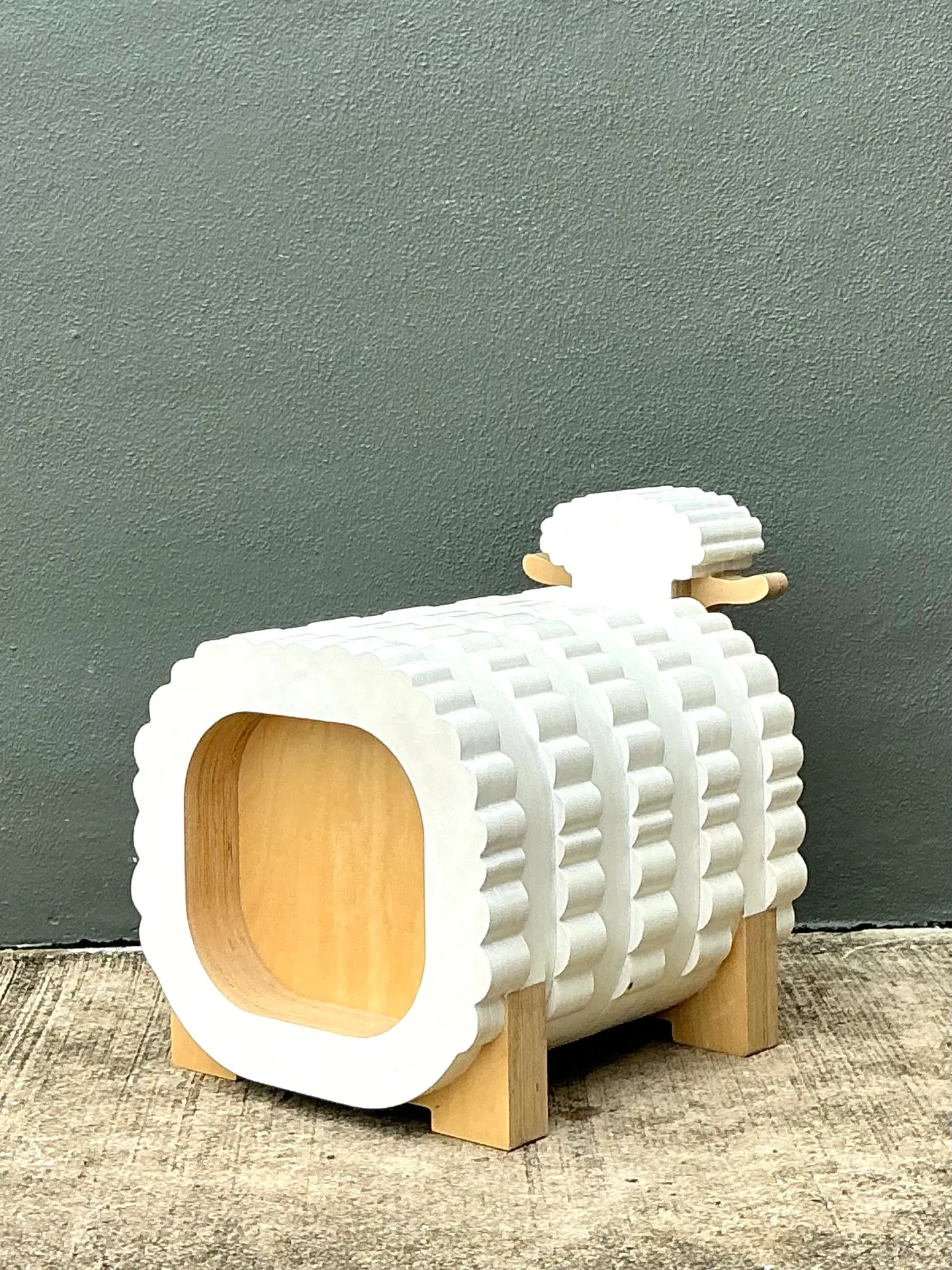Vintage Sculptural Wood Sheep Low Stool — additional photo 8