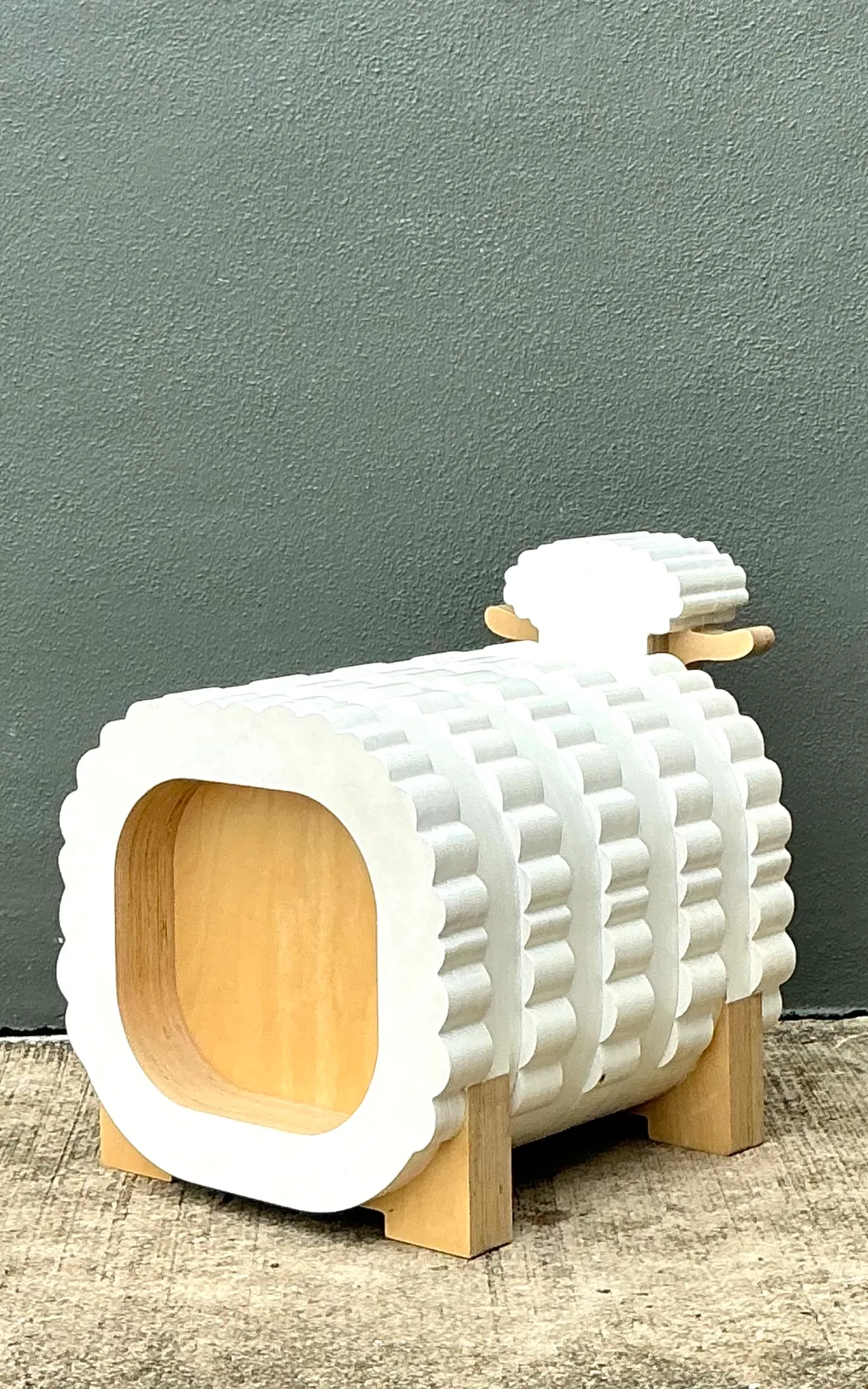 Vintage Sculptural Wood Sheep Low Stool — additional photo 8