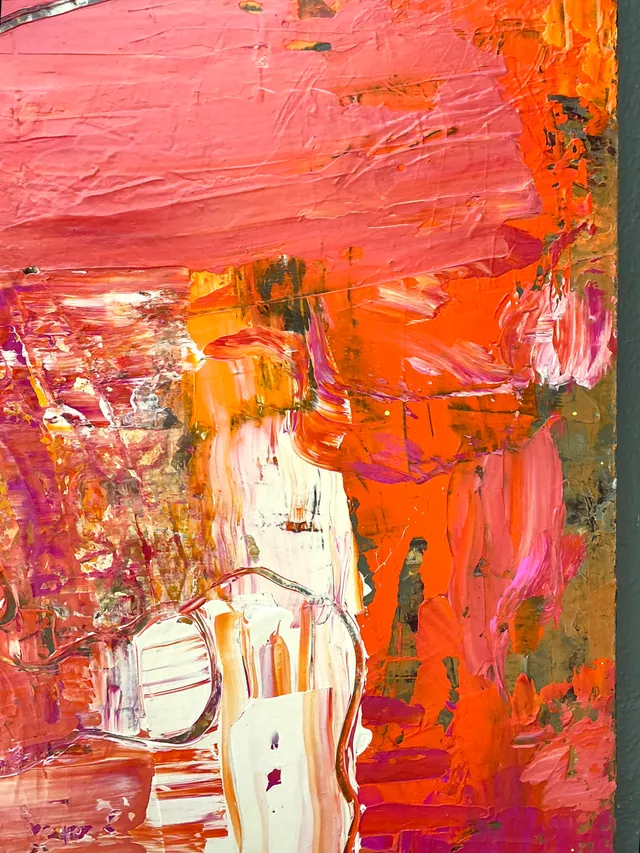 Vintage Abstract Expressionist Painting on Canvas — additional photo 3