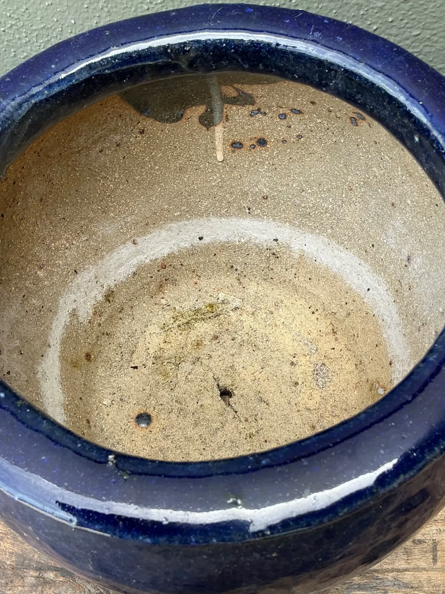 Vintage Blue Glazed Ceramic Planter — additional photo 1