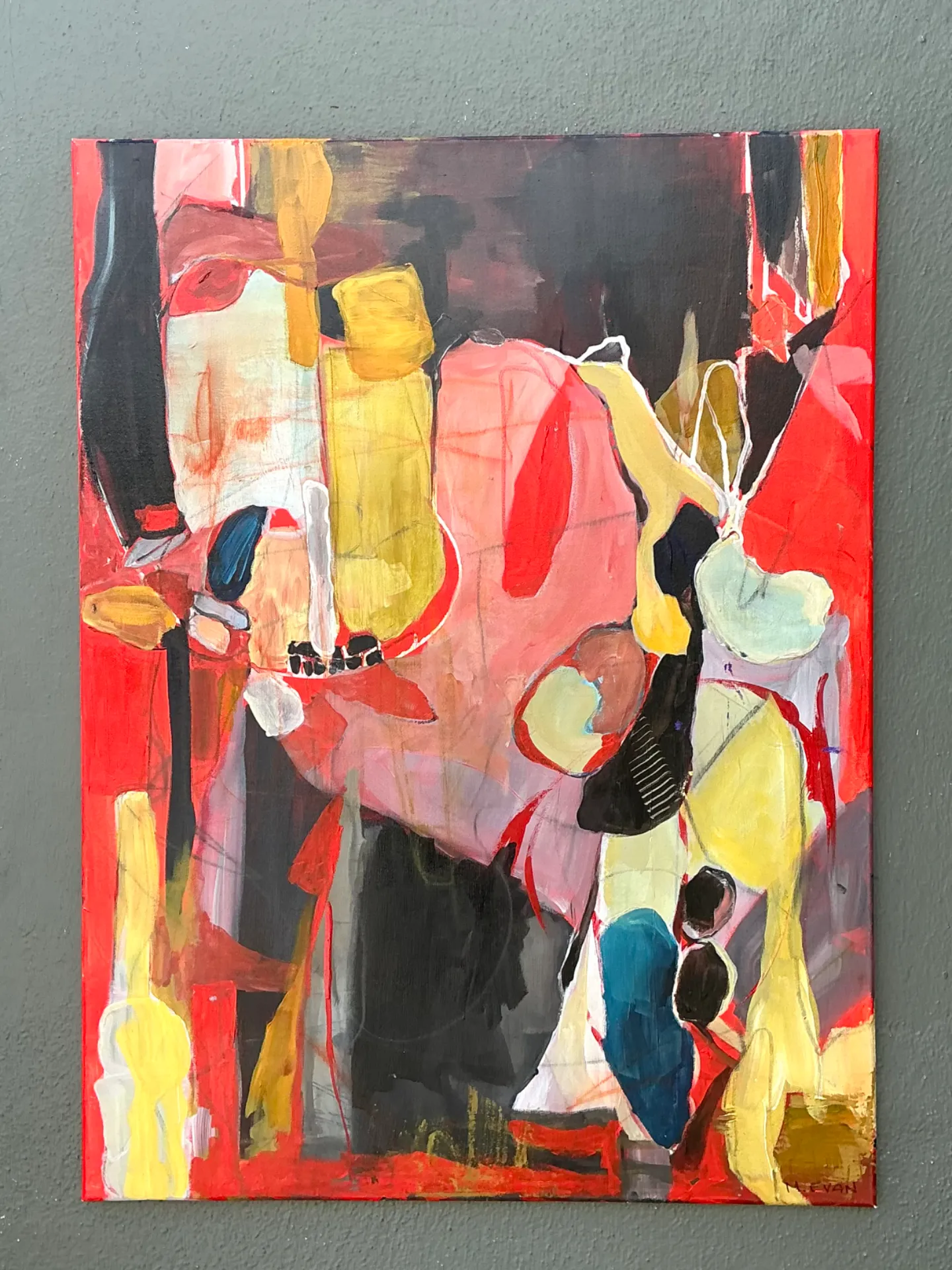 Vintage Abstract Expressionist Oil Painting on Canvas — additional photo 1