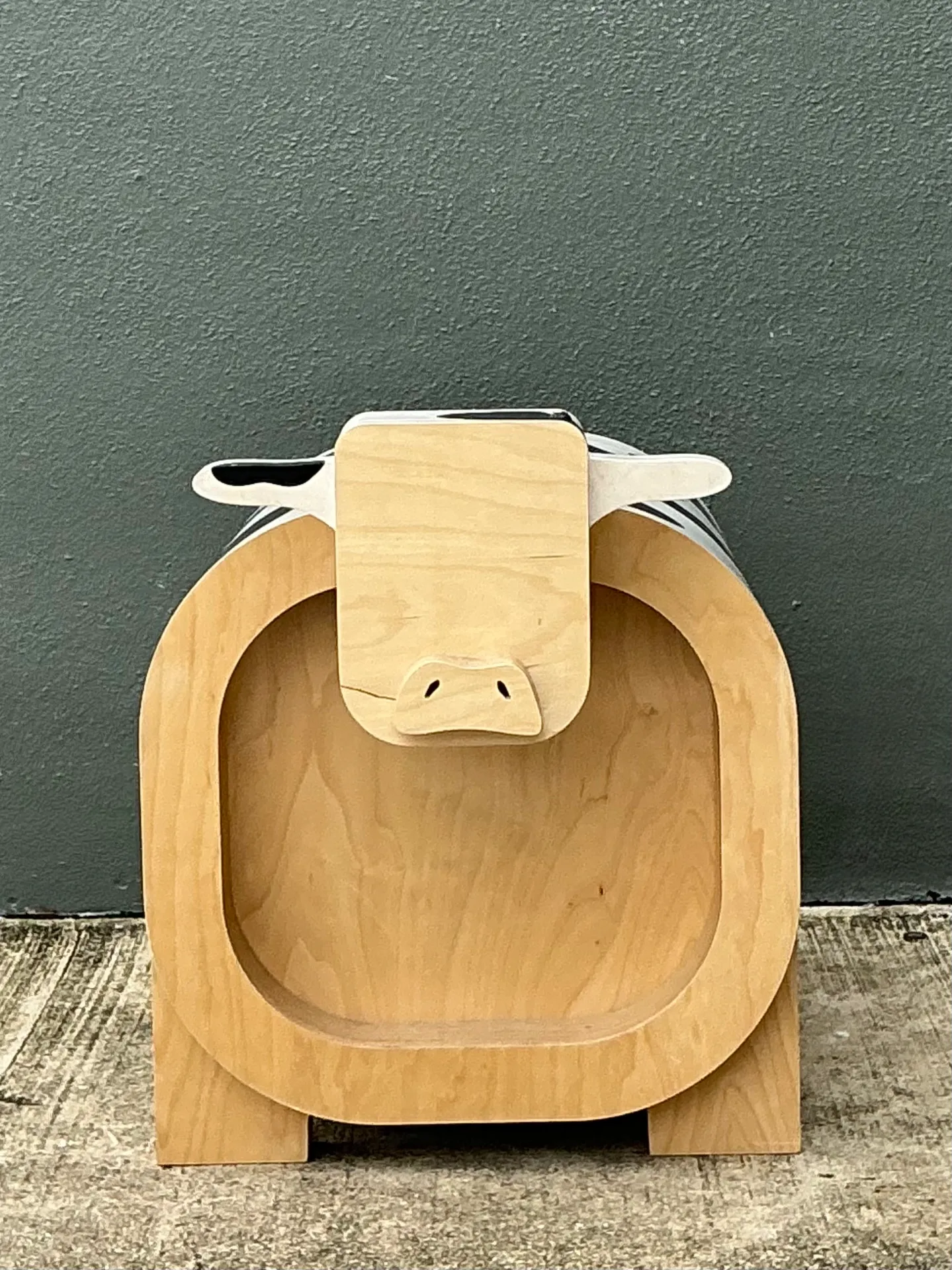 Vintage Sculptural Wood Cow Low Stool — additional photo 8