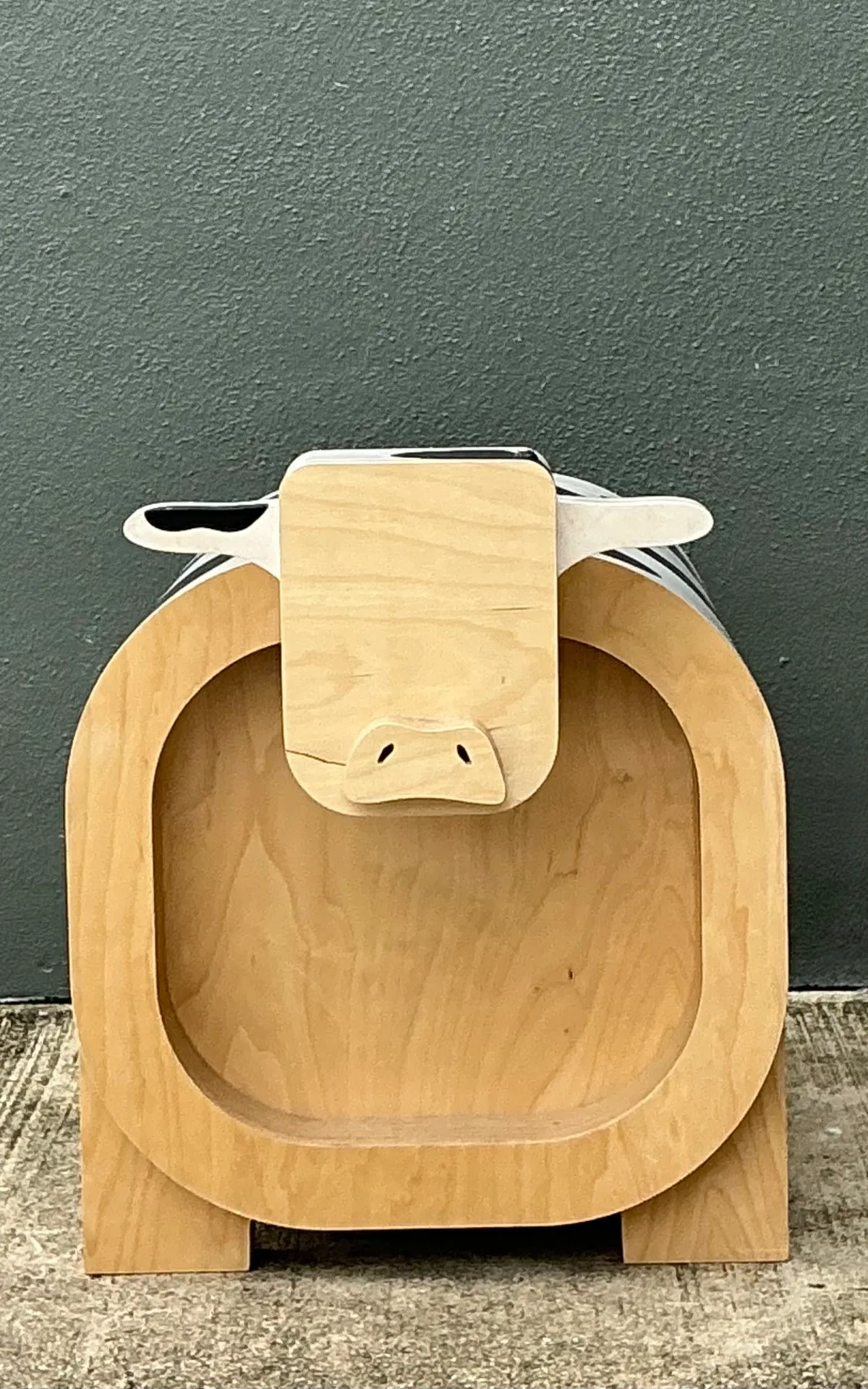 Vintage Sculptural Wood Cow Low Stool — additional photo 8