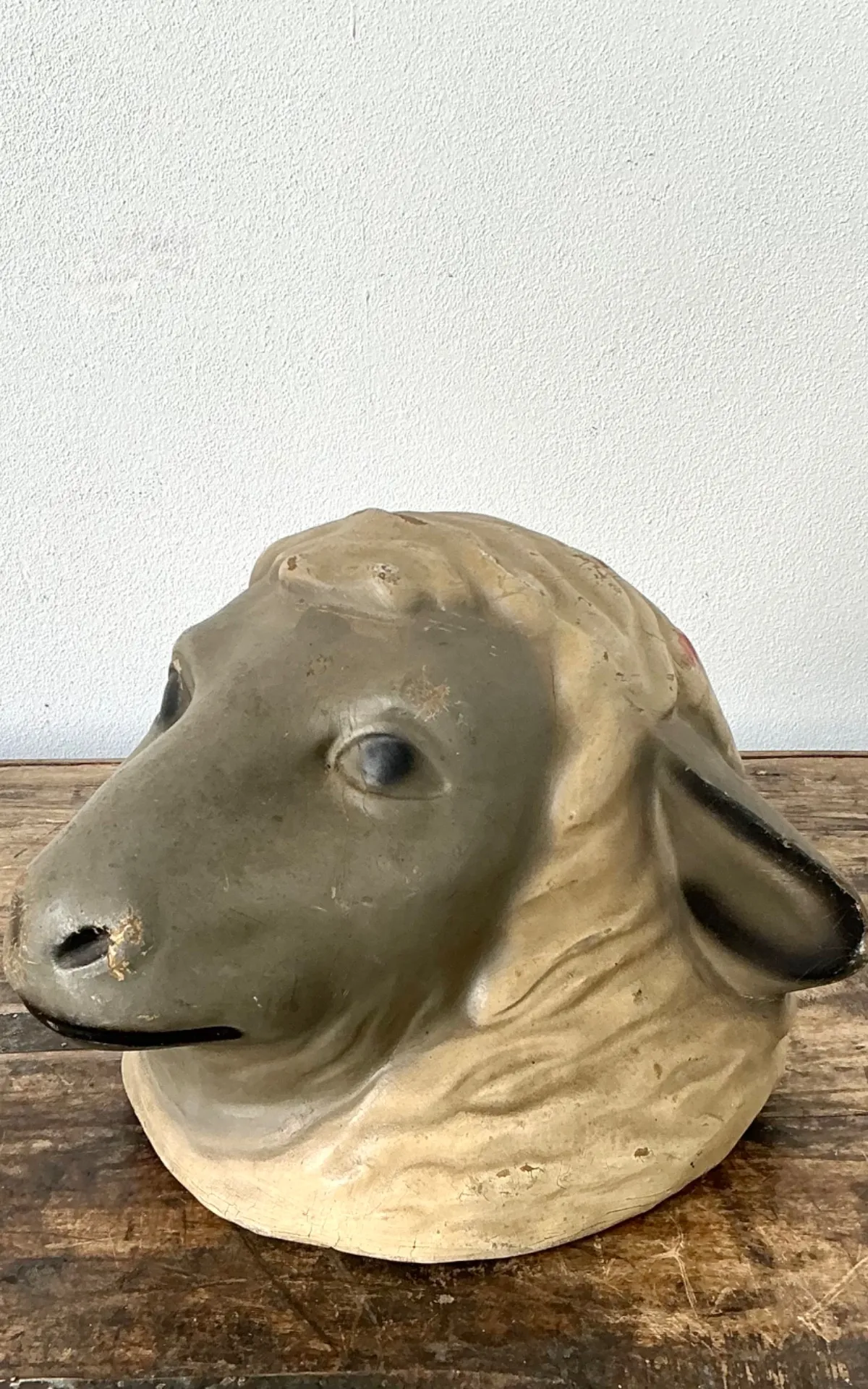 Vintage Painted Ram Bust