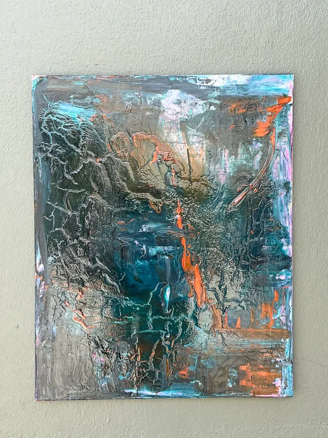 Vintage Abstract Expressionist Painting on Canvas — additional photo 1