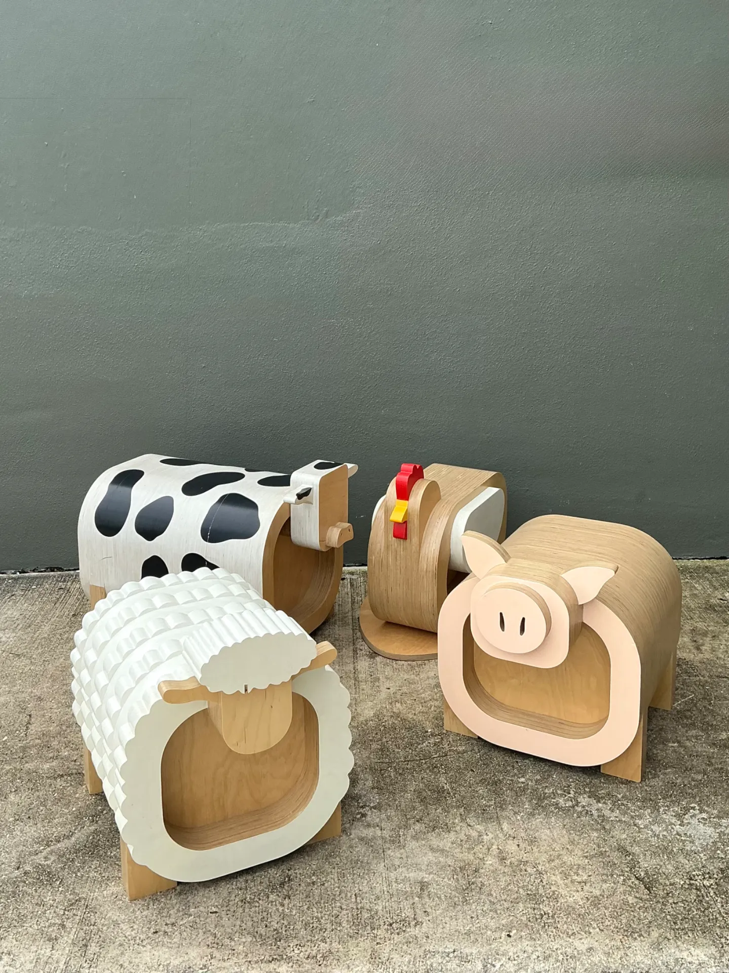 Vintage Sculptural Wood Cow Low Stool — additional photo 6