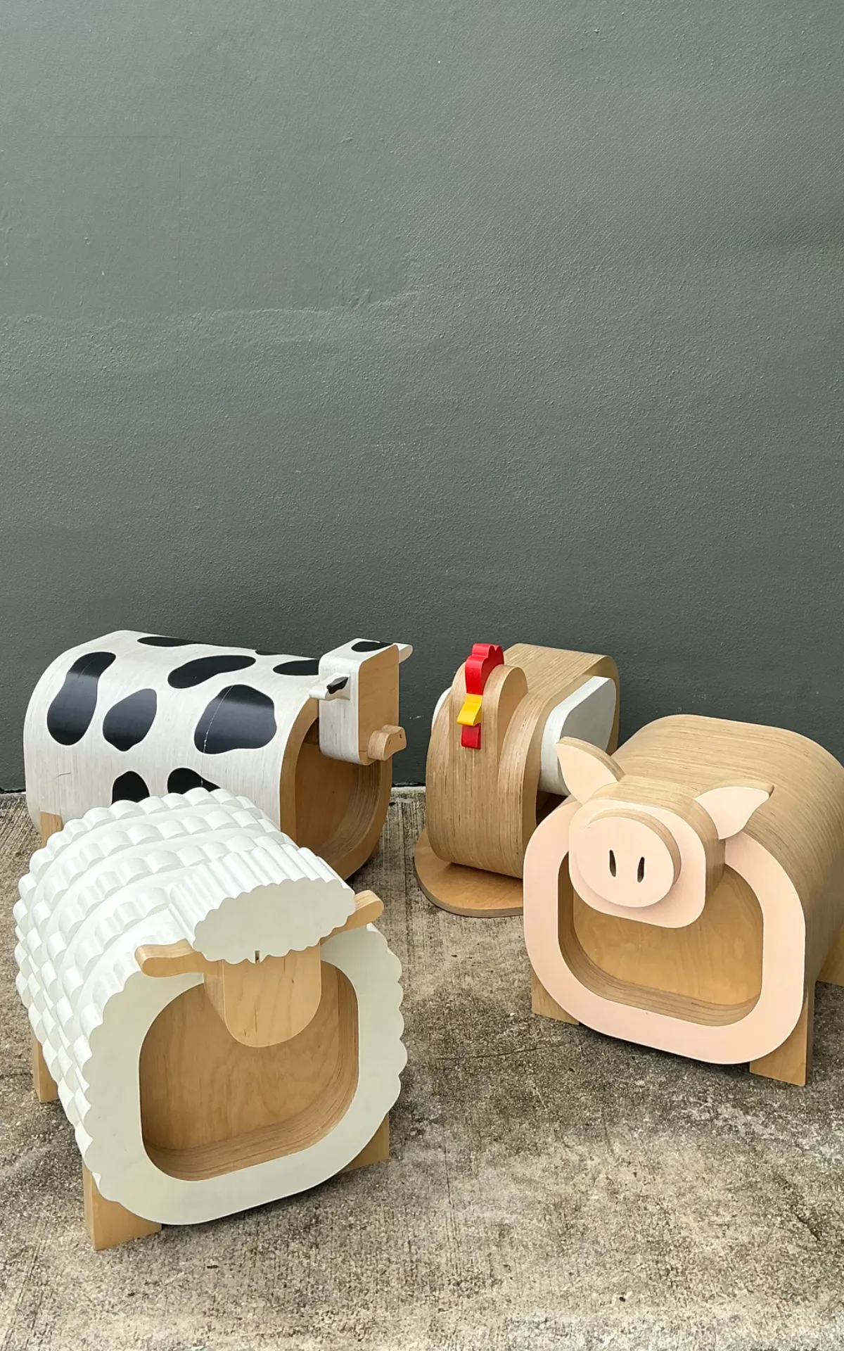 Vintage Sculptural Wood Cow Low Stool — additional photo 6