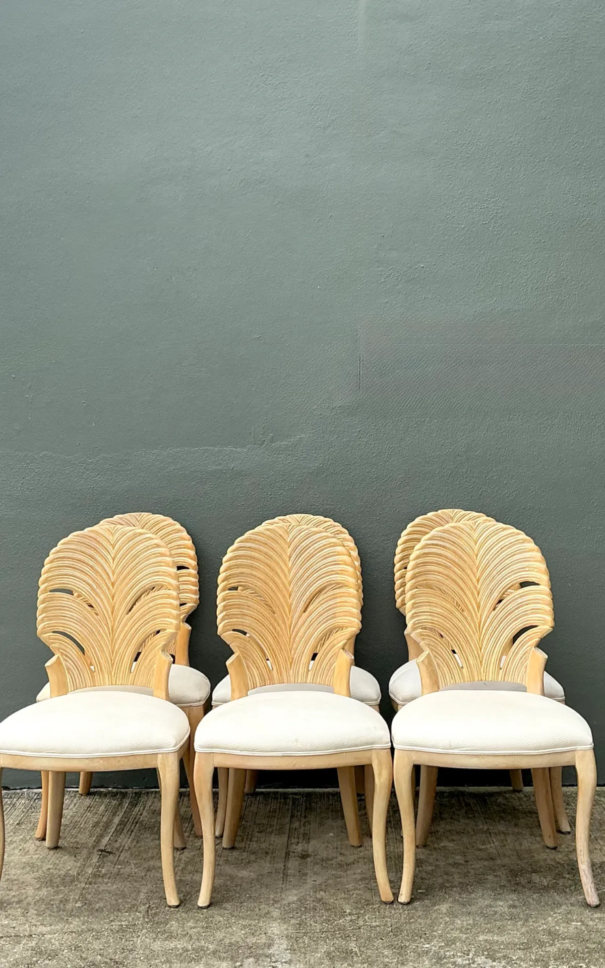 Vintage Sculptural Wood Dining Chairs - Set of Six