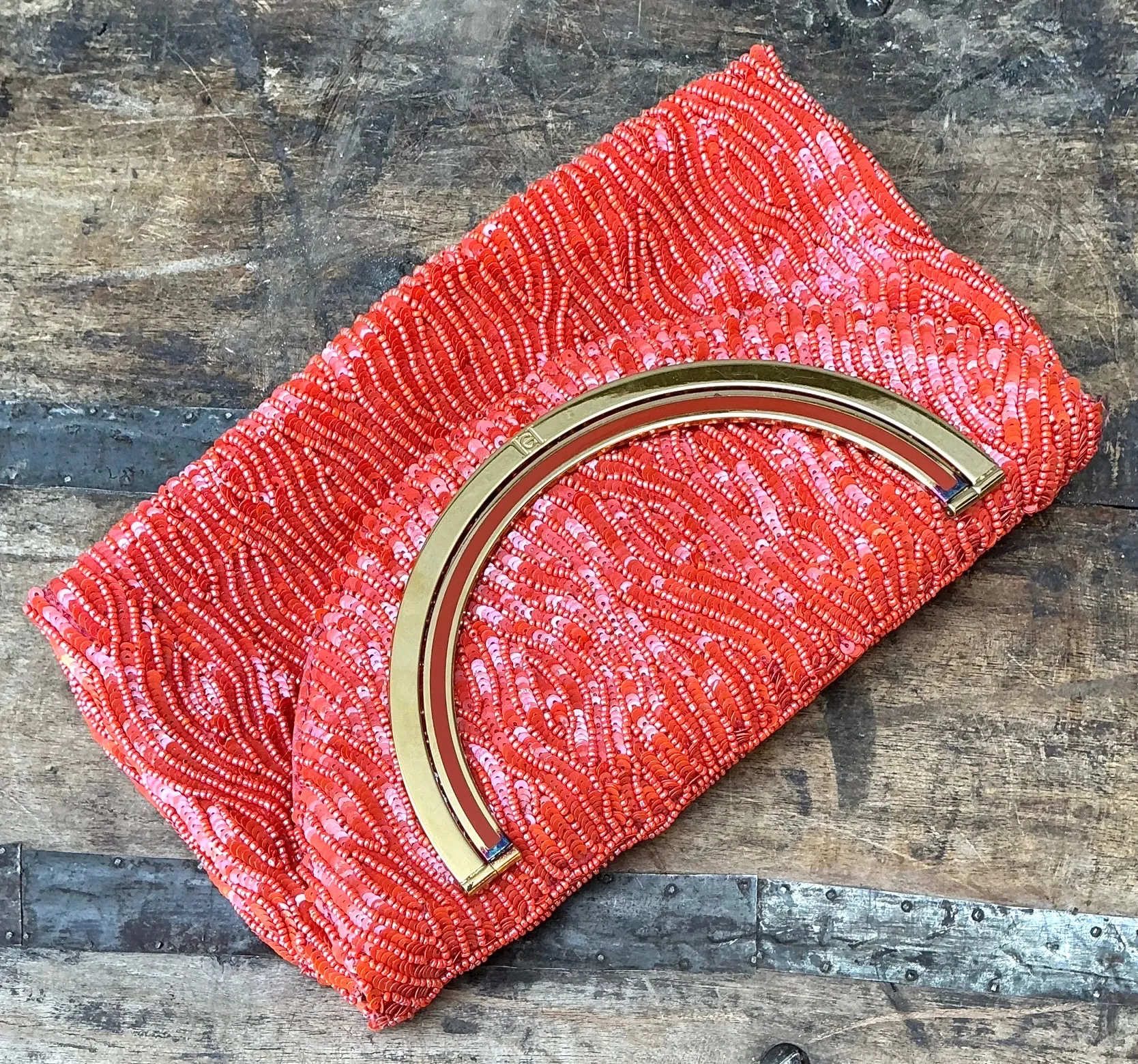Vintage Carolina Herrera Beaded Evening Clutch — additional photo 8