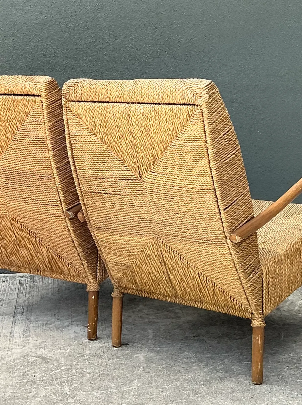 Vintage Japanese Wood and Twisted Jute  Lounge Chairs - Pair — additional photo 5