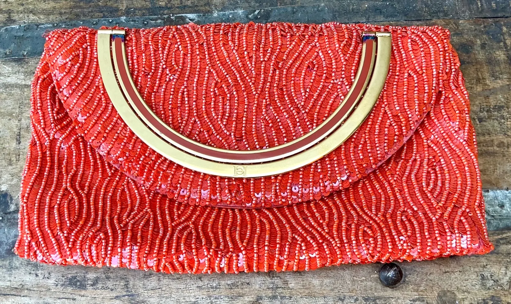 Vintage Carolina Herrera Beaded Evening Clutch — additional photo 6