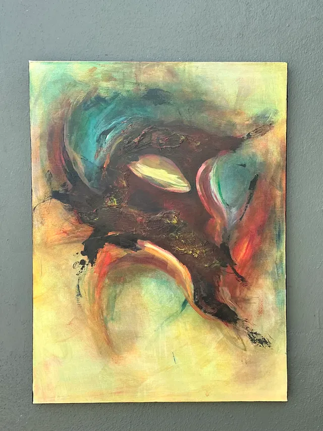 Vintage Abstract Expressionist Oil Painting on Canvas — additional photo 2