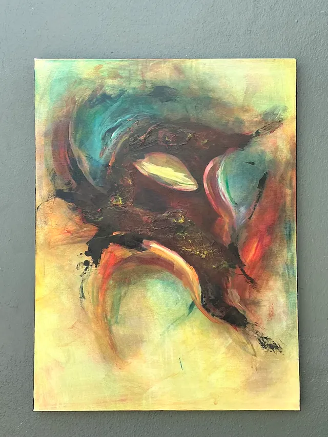Vintage Abstract Expressionist Oil Painting on Canvas — additional photo 1