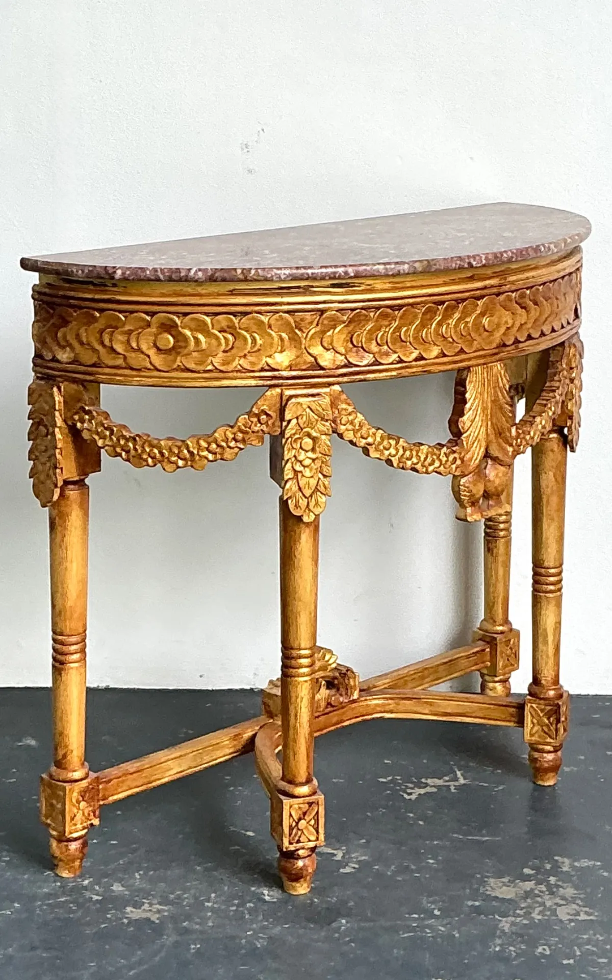 Antique Carved Giltwood Pomegranate Console with Marble Top — additional photo 5