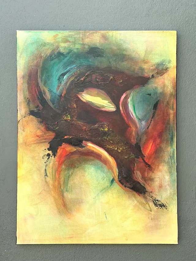Vintage Abstract Expressionist Oil Painting on Canvas — additional photo 3