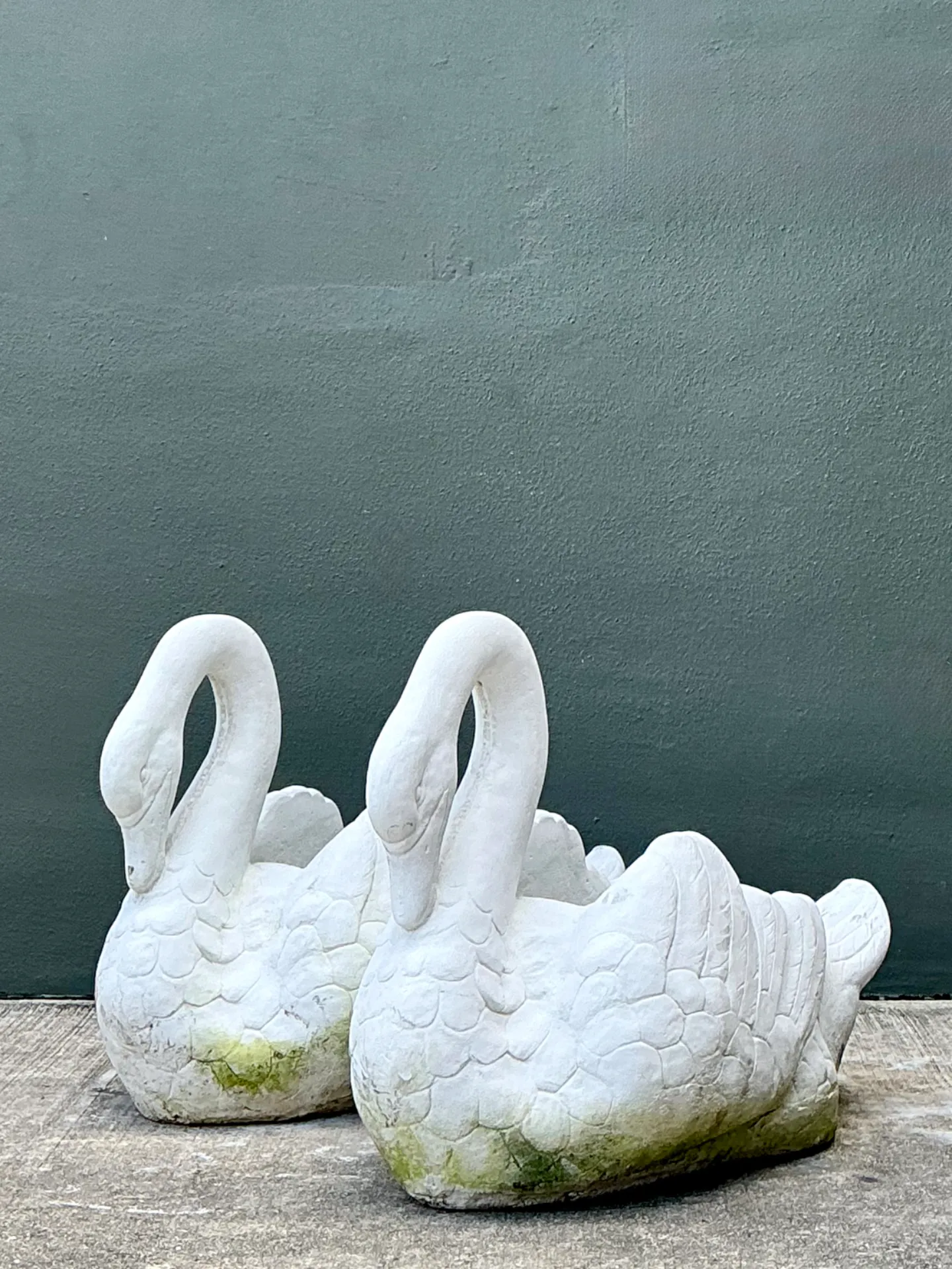 Vintage Cast Concrete Swan Planters - Pair — additional photo 3