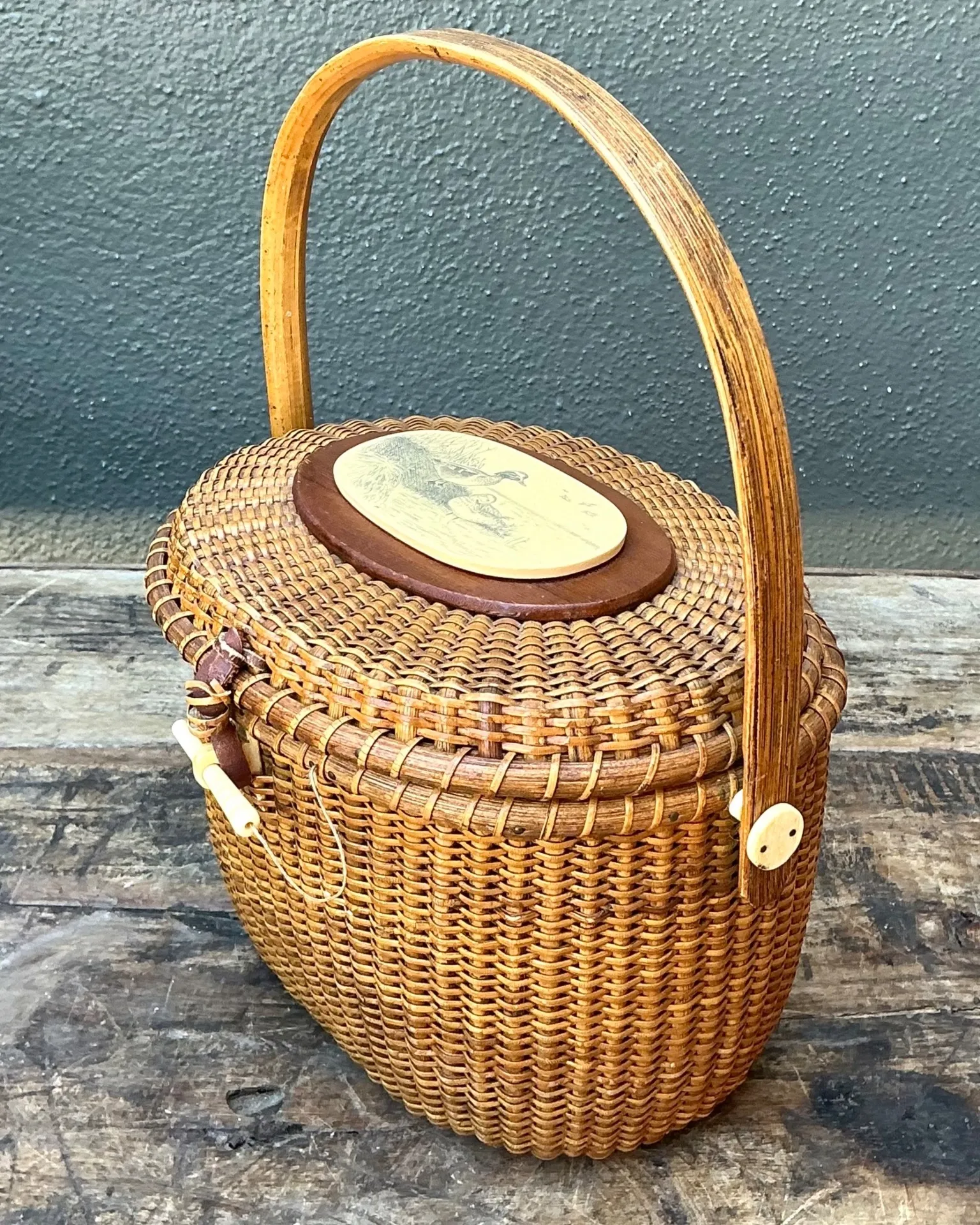 Vintage 1978 Woven Rattan Nantucket Duck Bag — additional photo 7